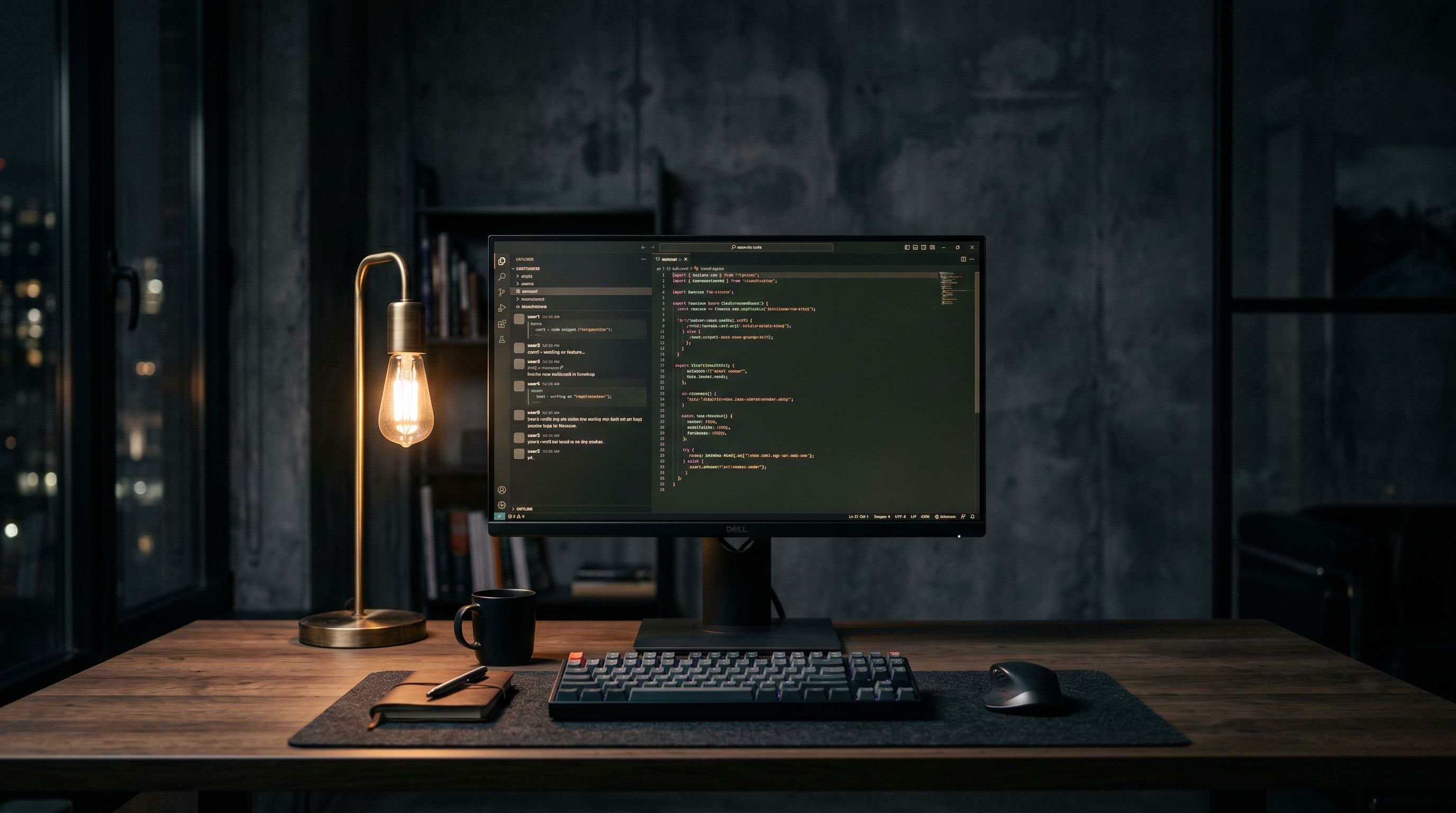 Vibe coding en action : interface de conversation IA et code généré sur un écran de développeur