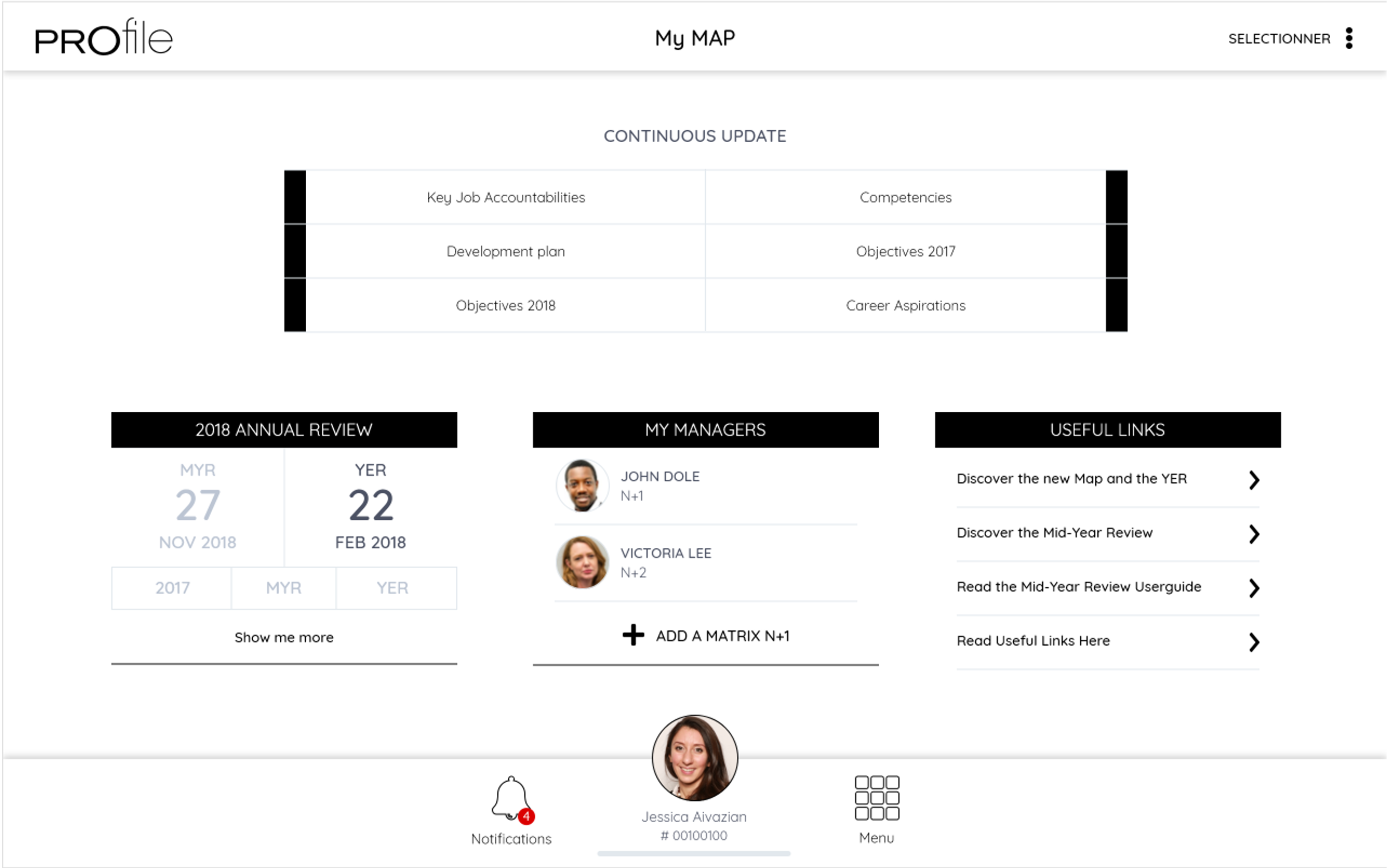 Détail interface L'Oréal PROfile