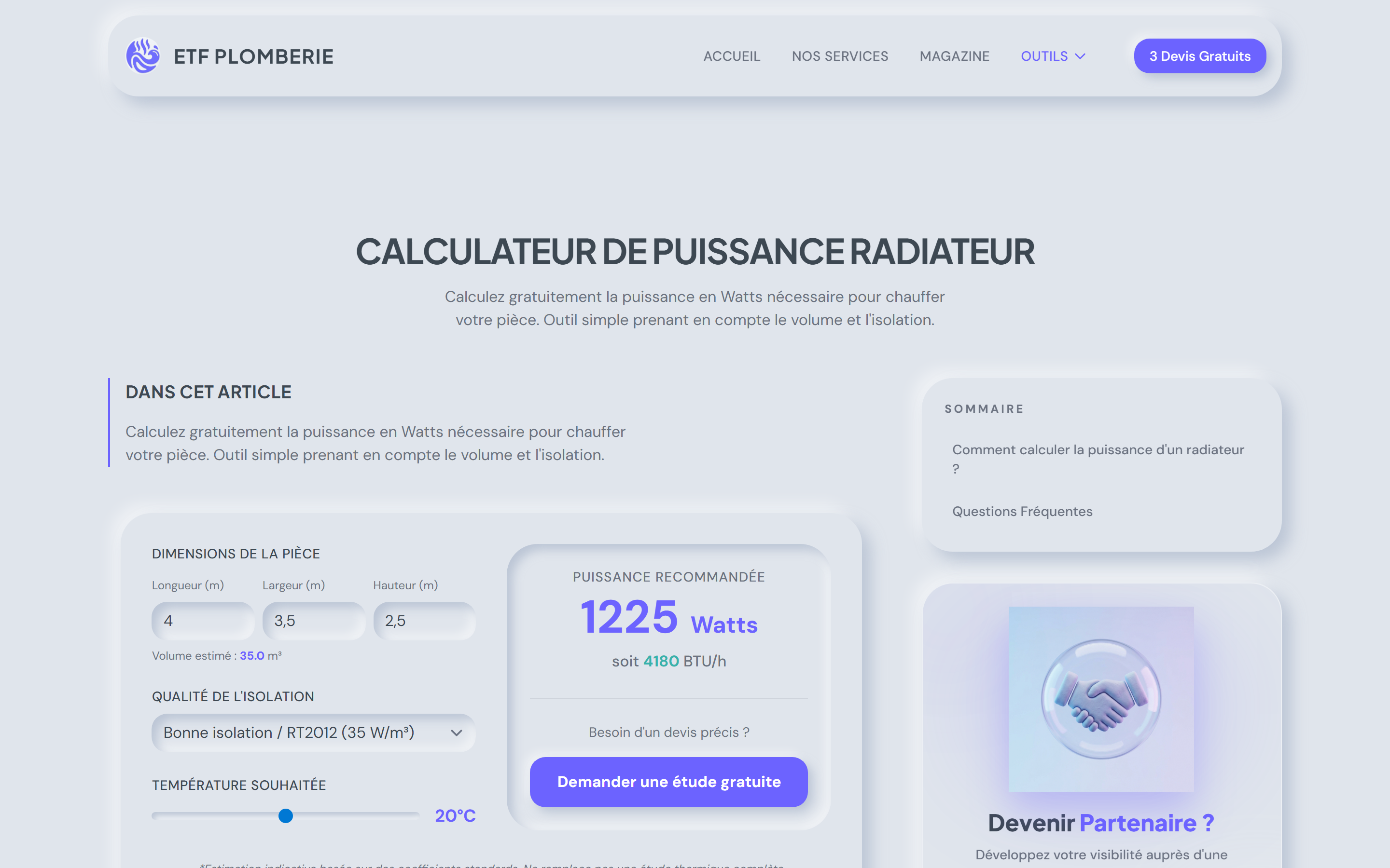 Capture site ETF Plomberie