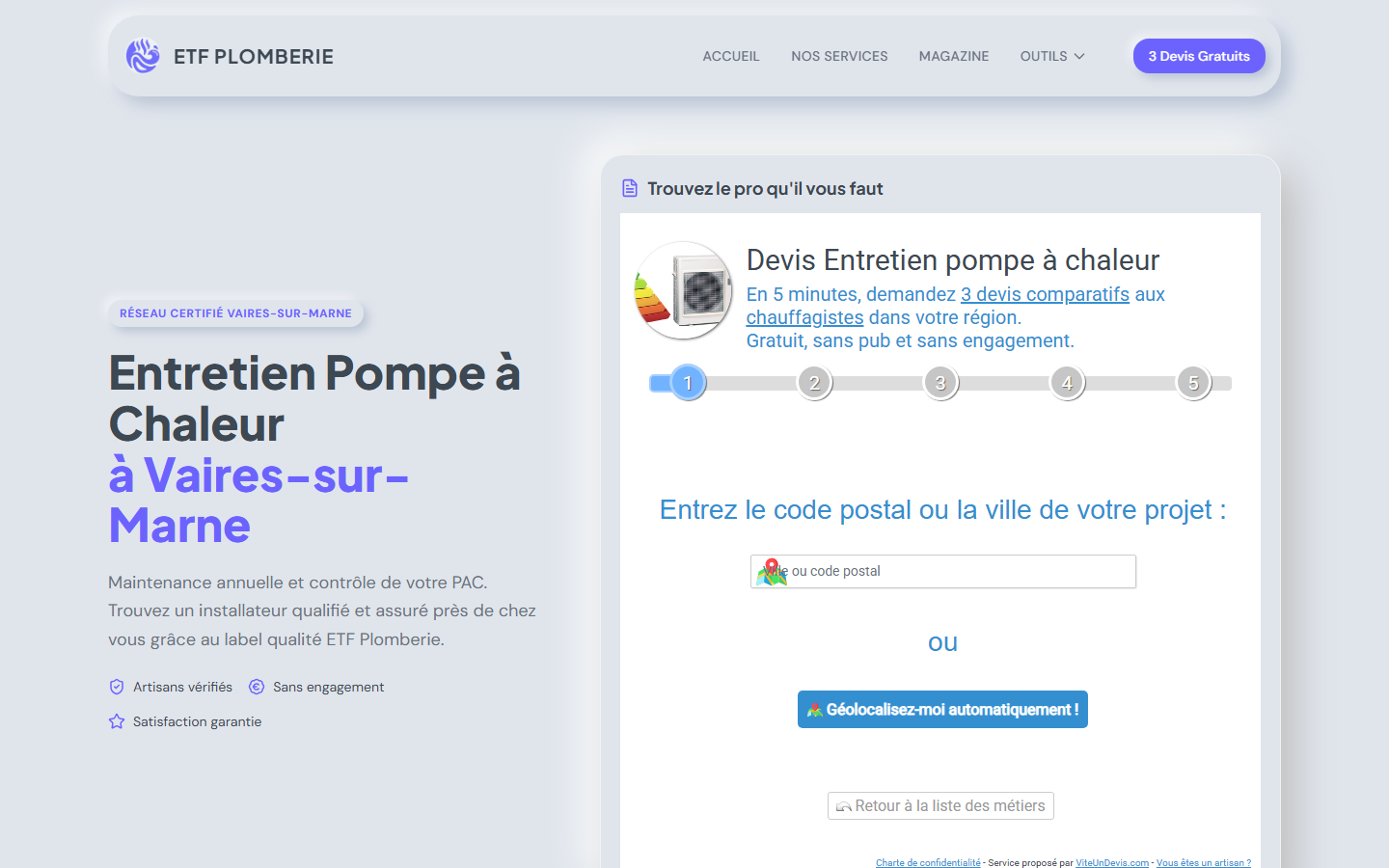 Capture site ETF Plomberie