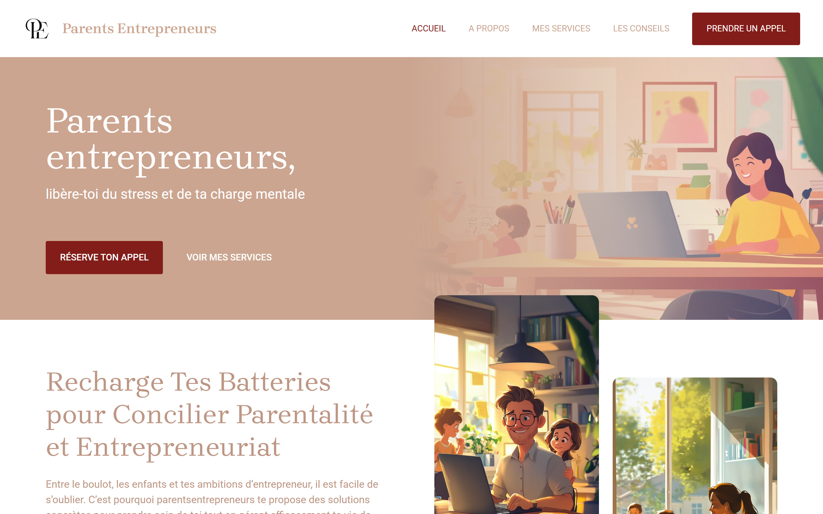 Atmosphère Parents Entrepreneurs version desktop